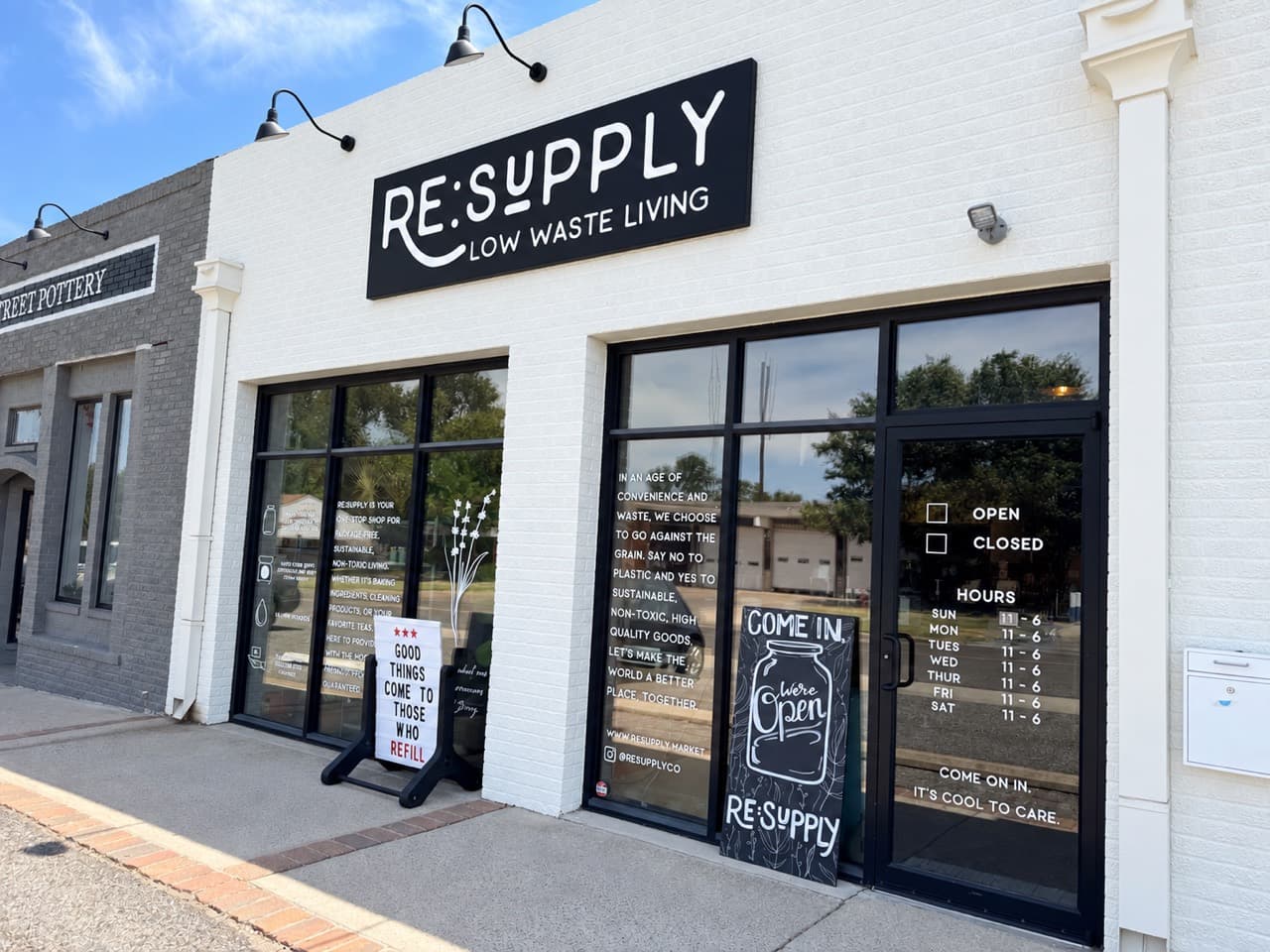 Re:Supply storefront with its sign and refill-shop entrance